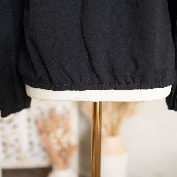 MARC New York Black Eyelet Lace Long Sleeve Shirt‎ size S - Picture 9 of 13